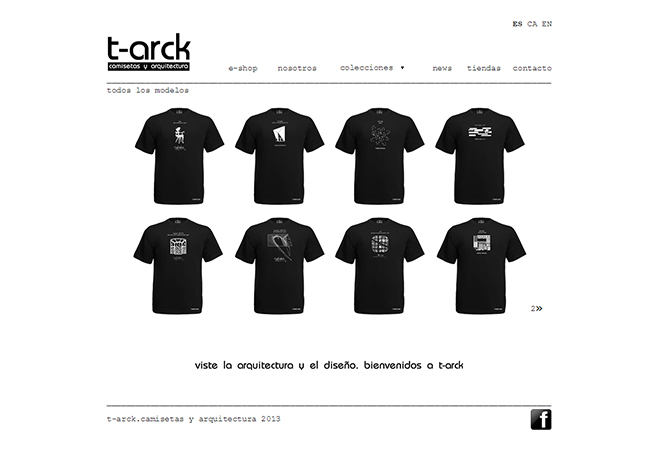 diseño web t-arck camisetas y arquitectura: mesnu camisetas